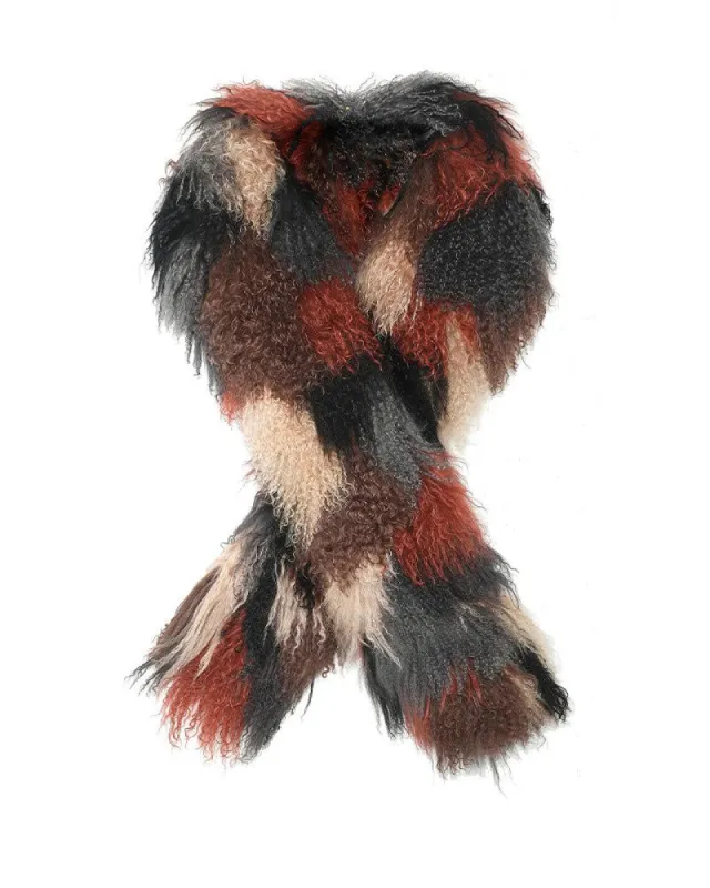 Double Curly Shearling Scarf in Multiple Colors sold by Pologeorgis