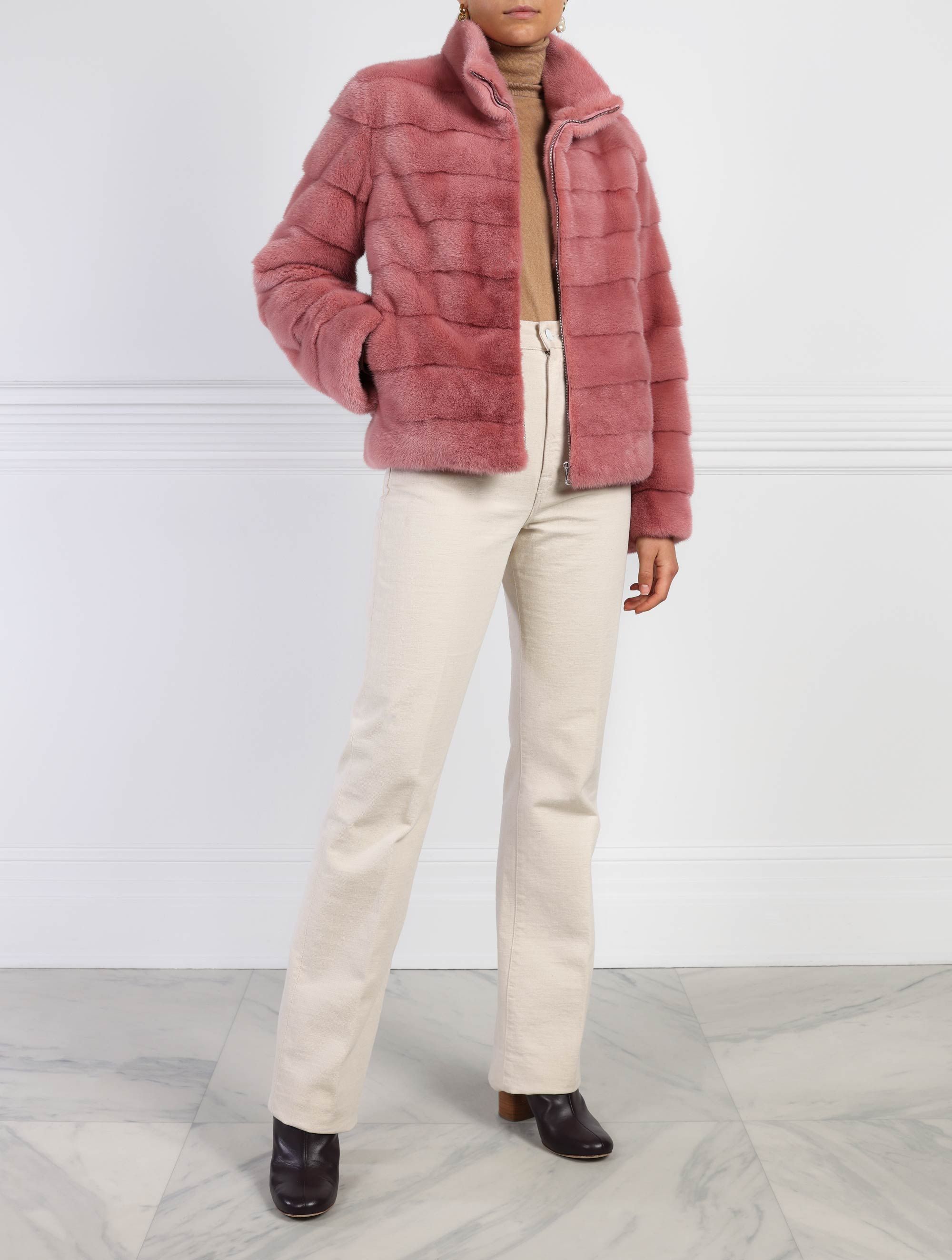 The Danielle Horizontal Mink Jacket sold by Pologeorgis