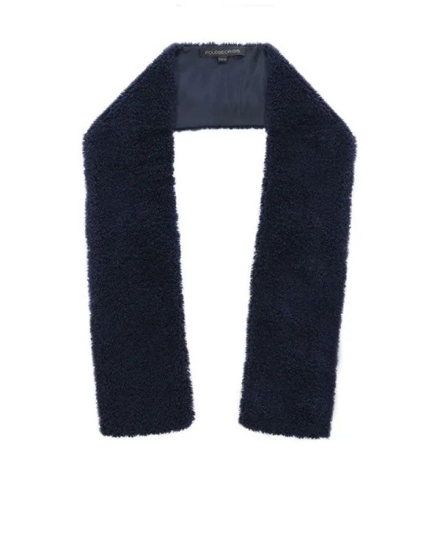 Curly Shearling Pull Through Scarf in Navy sold by Pologeorgis