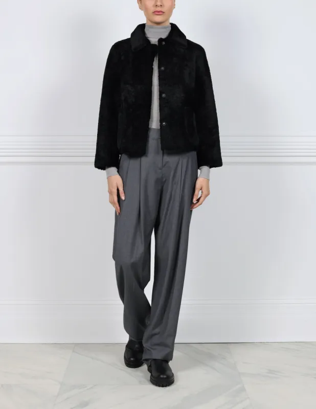 The Stasia Mini Shearling Reversible Jacket sold by Pologeorgis