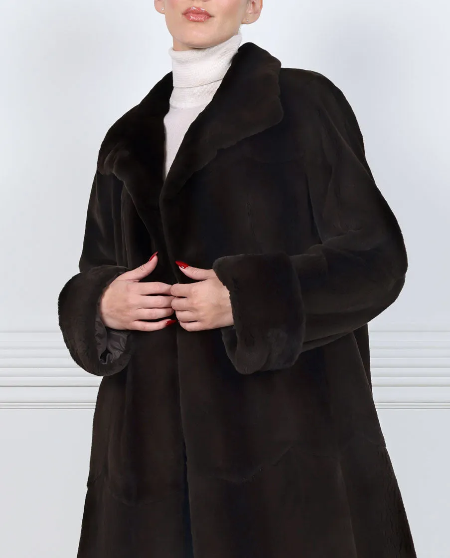 Plucked Chocolate Wing Collar Mink Coat sold by Pologeorgis product image thumbnail 3