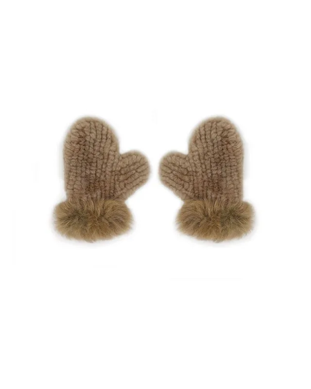 Knitted Shearling Mittens with Toscana Trim sold by Pologeorgis
