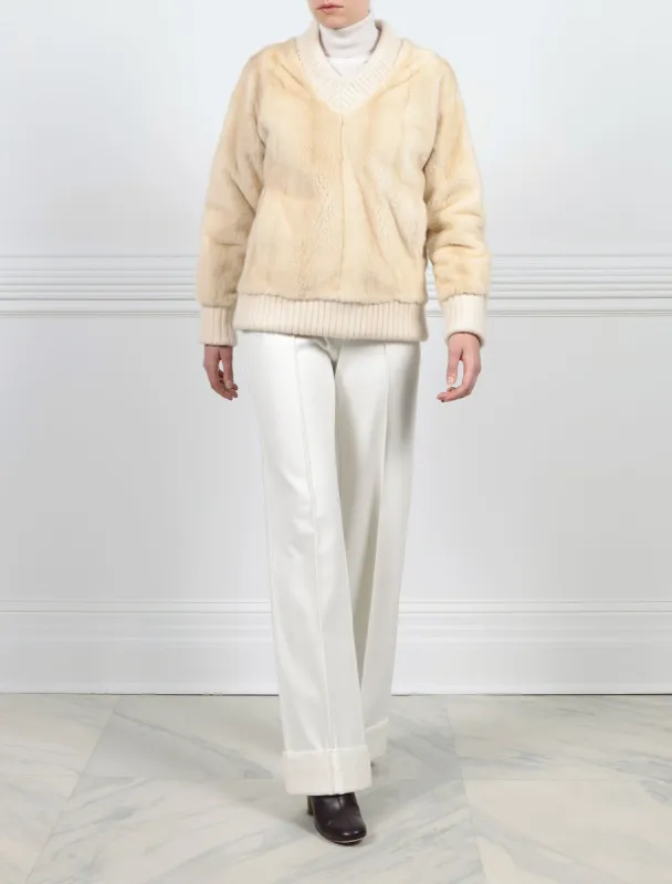 The Aria Mink Fur Pullover in Palomino sold by Pologeorgis