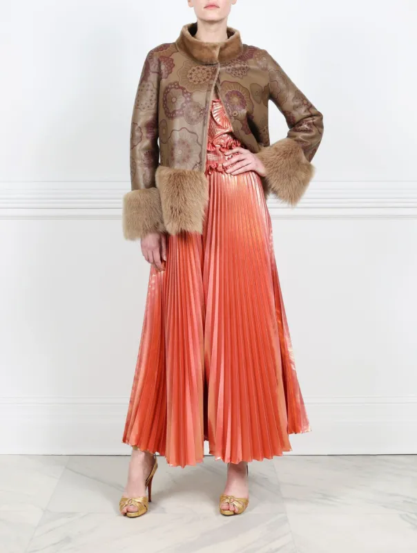 Fantastic Flowers Printed Shearling Peplum Jacket Designed by Zandra Rhodes sold by Pologeorgis