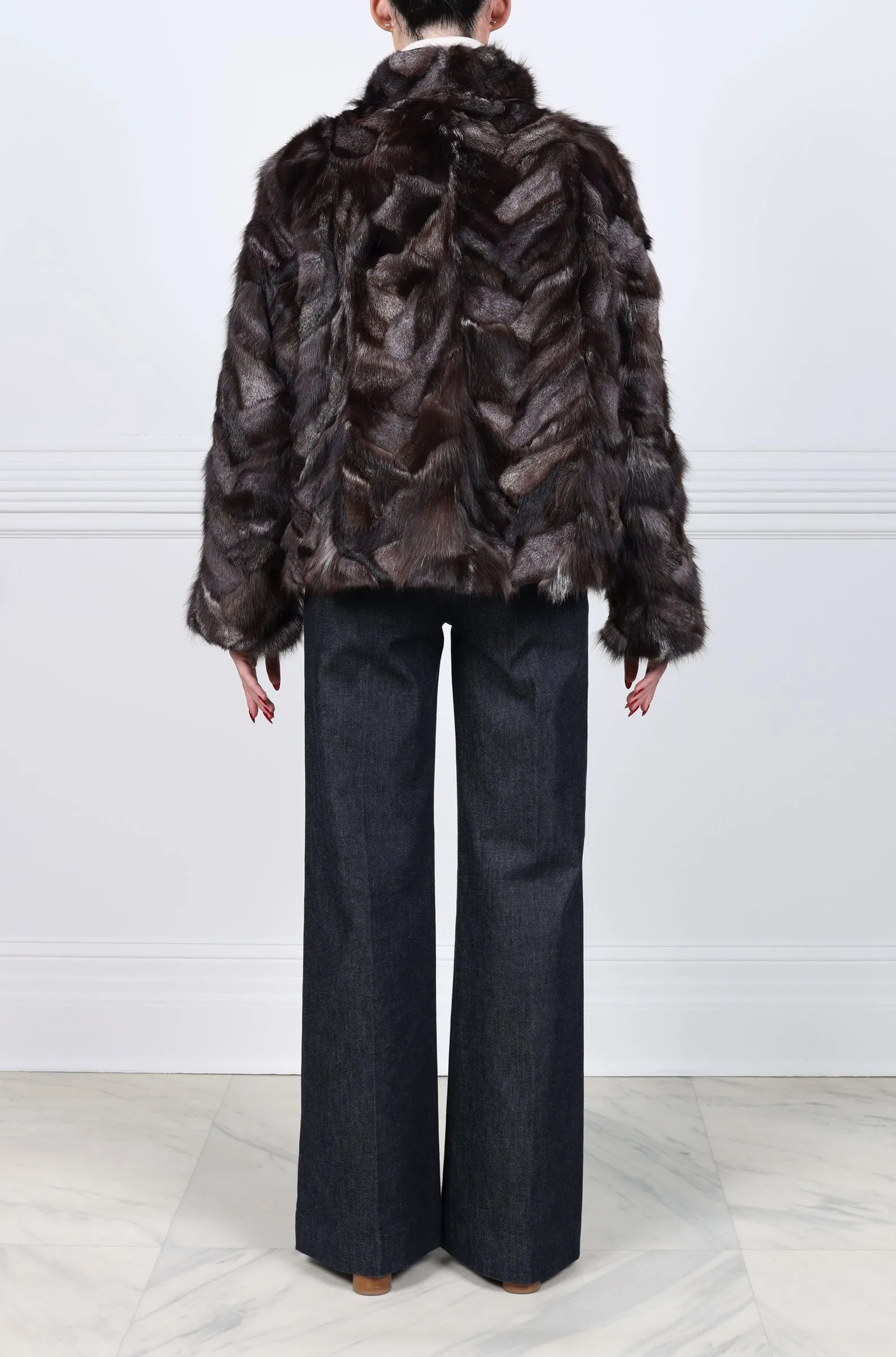 Upcycled Fox Fur Patchwork Jacket in Gray sold by Pologeorgis product image thumbnail 2