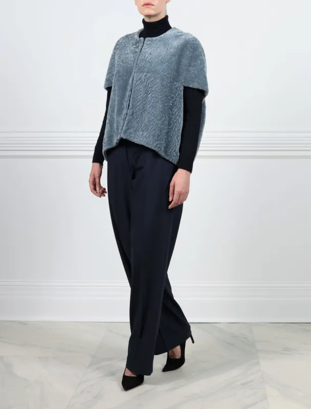 The Frannie Shearling Cocoon Vest sold by Pologeorgis