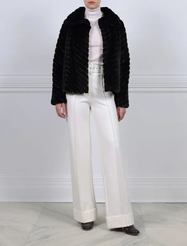 The Mabel Mink Fur & Leather Swing Jacket sold by Pologeorgis
