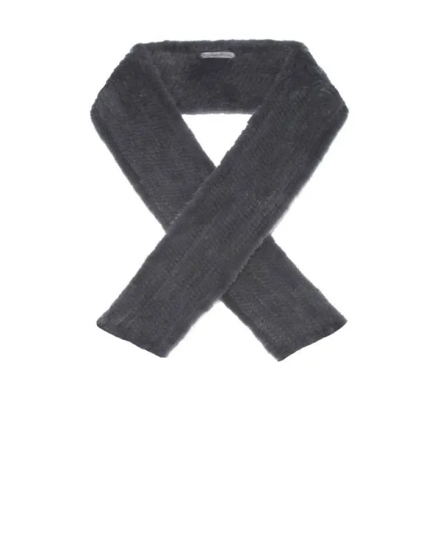 The Kate Dyed Knitted Mink Scarf in Grey sold by Pologeorgis