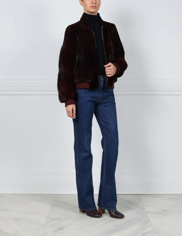 Mink Bomber Jacket in Red Jewel sold by Pologeorgis
