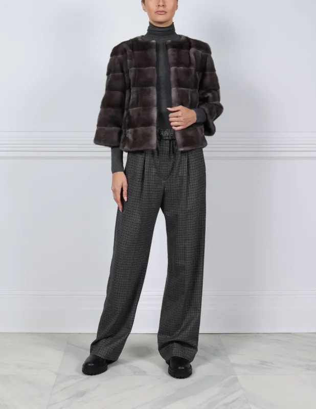 The Peyton Mink Fur Short Jacket with Suede Inserts sold by Pologeorgis