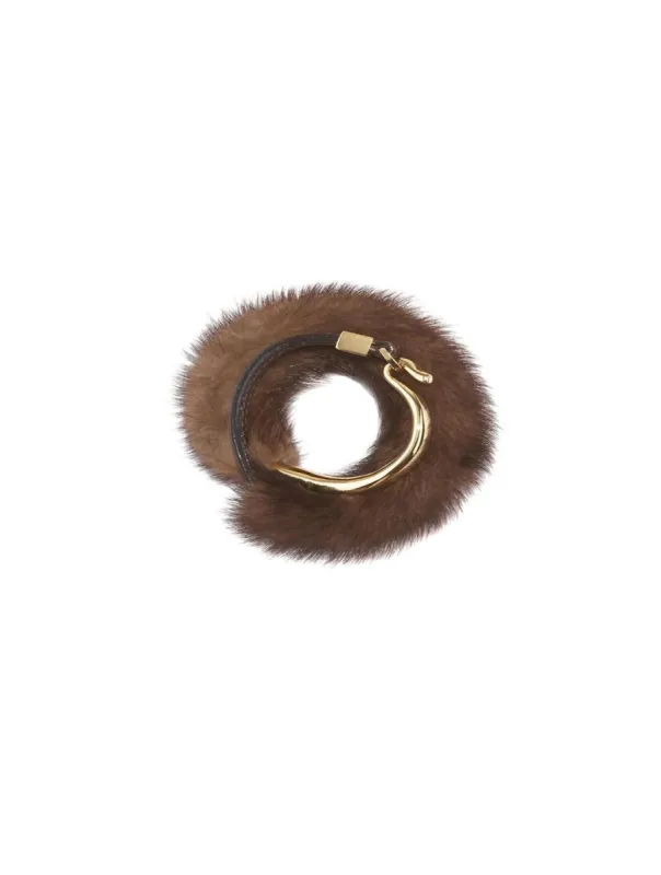 The Mink Wrap Cuff in Brown sold by Pologeorgis