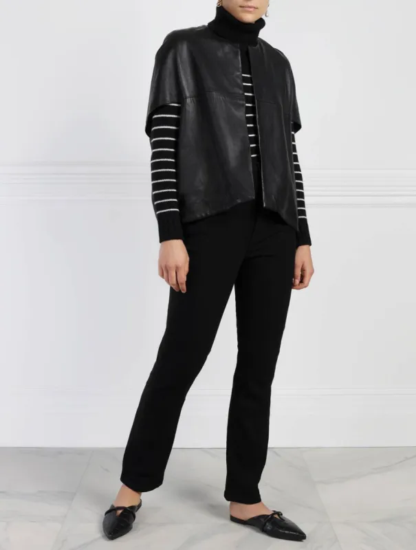 The Frances Leather Cocoon Vest sold by Pologeorgis