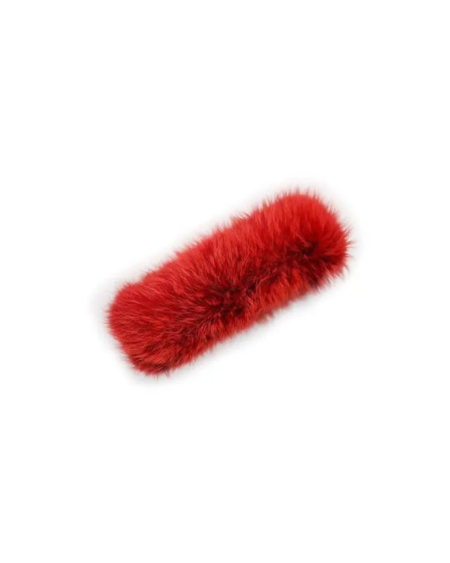 Dyed Fox Fur Headband in Ruby sold by Pologeorgis