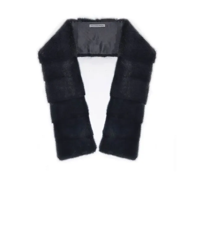 Dyed Charcoal Cross Cut Mink Scarf sold by Pologeorgis