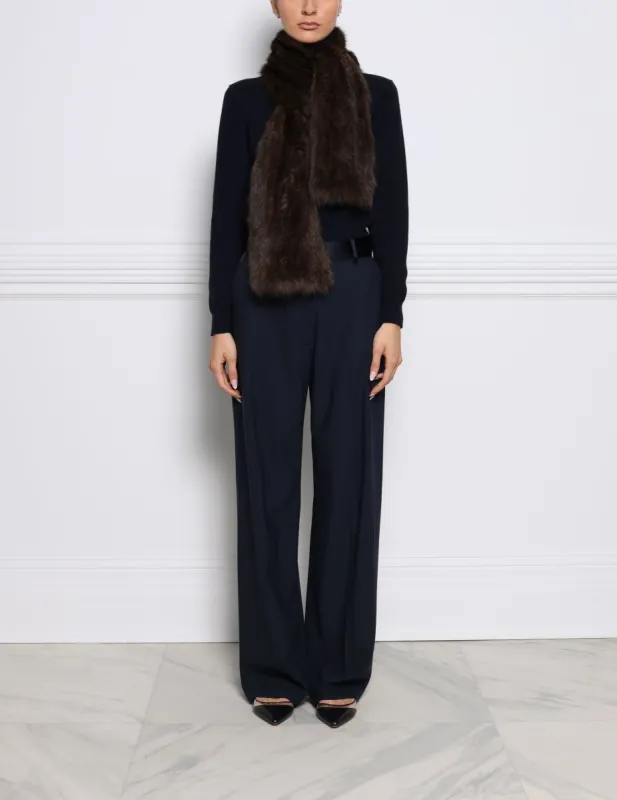 The Flare Knitted Sable Scarf in Natural sold by Pologeorgis