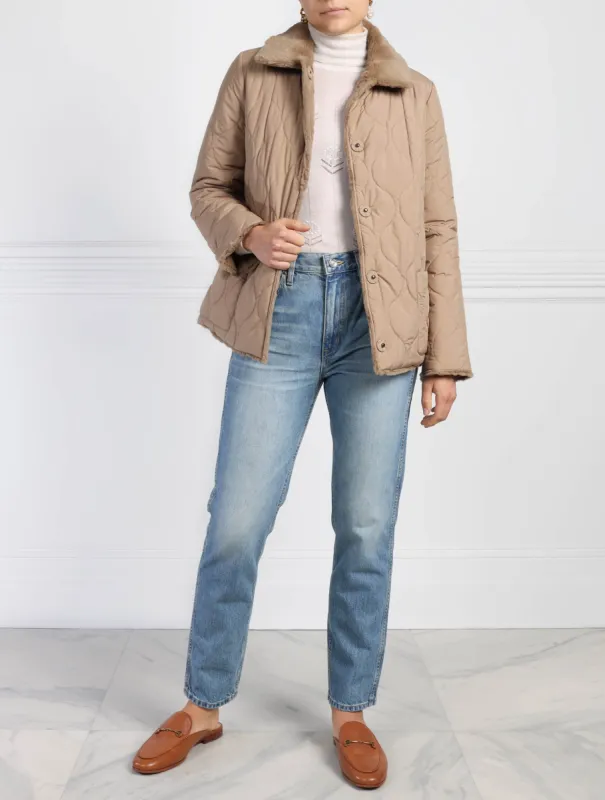 The Livia Sheared Fur Lined Jacket sold by Pologeorgis