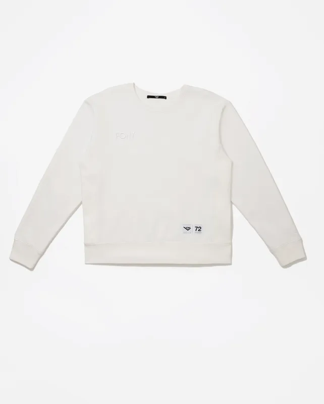 CLASSICS WHITE EMBROIDERED CREW NECK SWEATSHIRT made by Pony