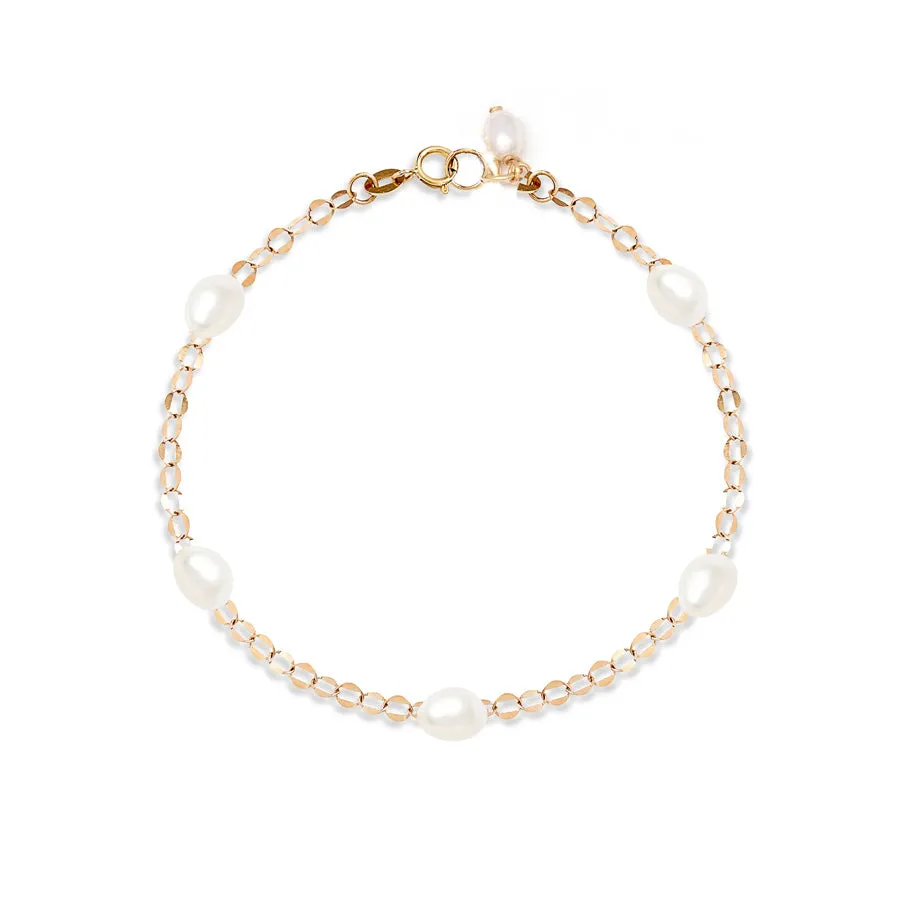 Oval Shimmer Spaced Pearl Bracelet sold by POPPY FINCH