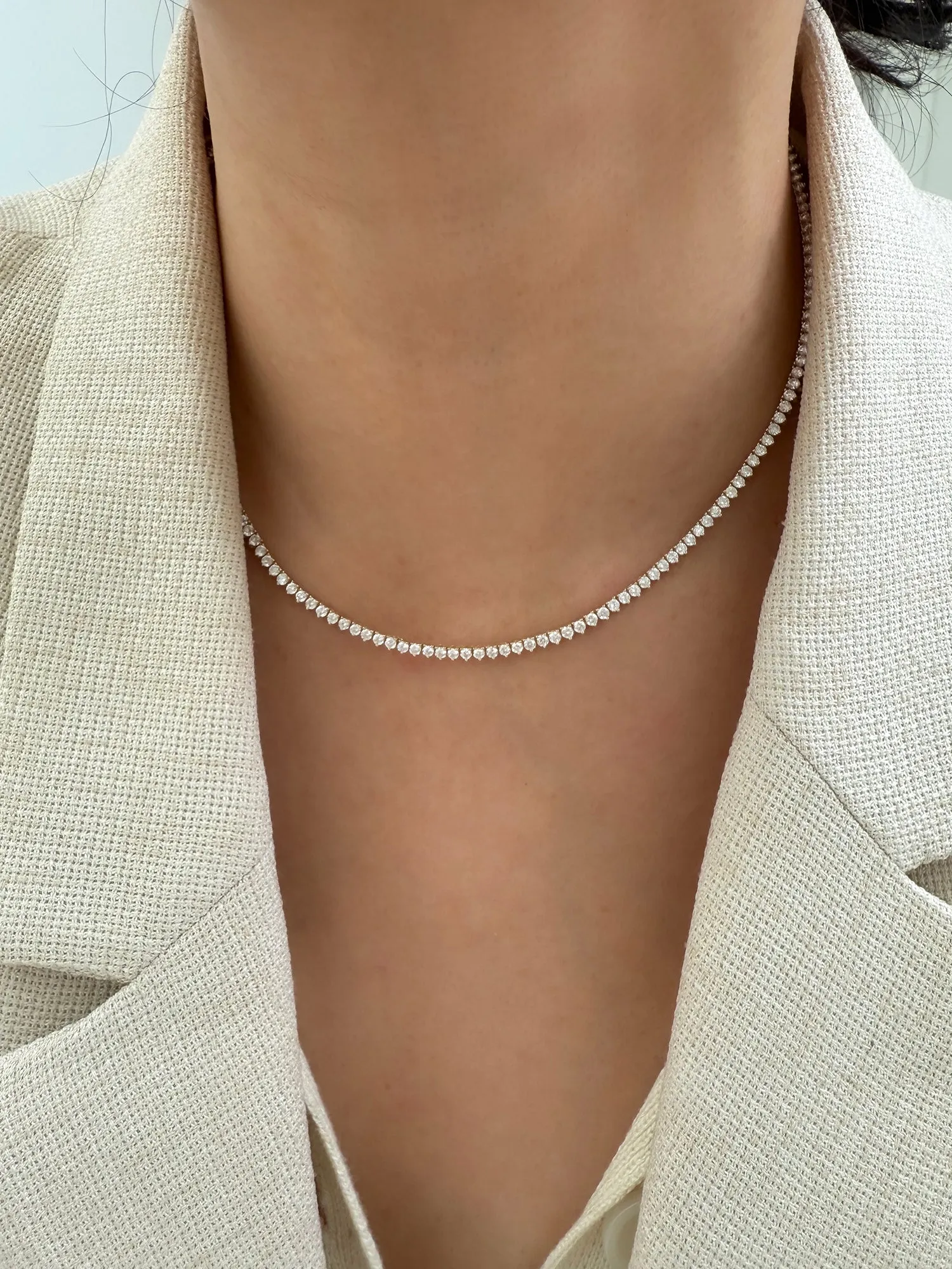 Lab Diamond 3 Prong Tennis Necklace sold by POPPY FINCH product image thumbnail 2