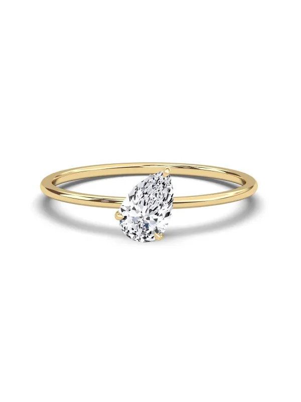 Slanted Pear Diamond Solitaire Ring sold by POPPY FINCH