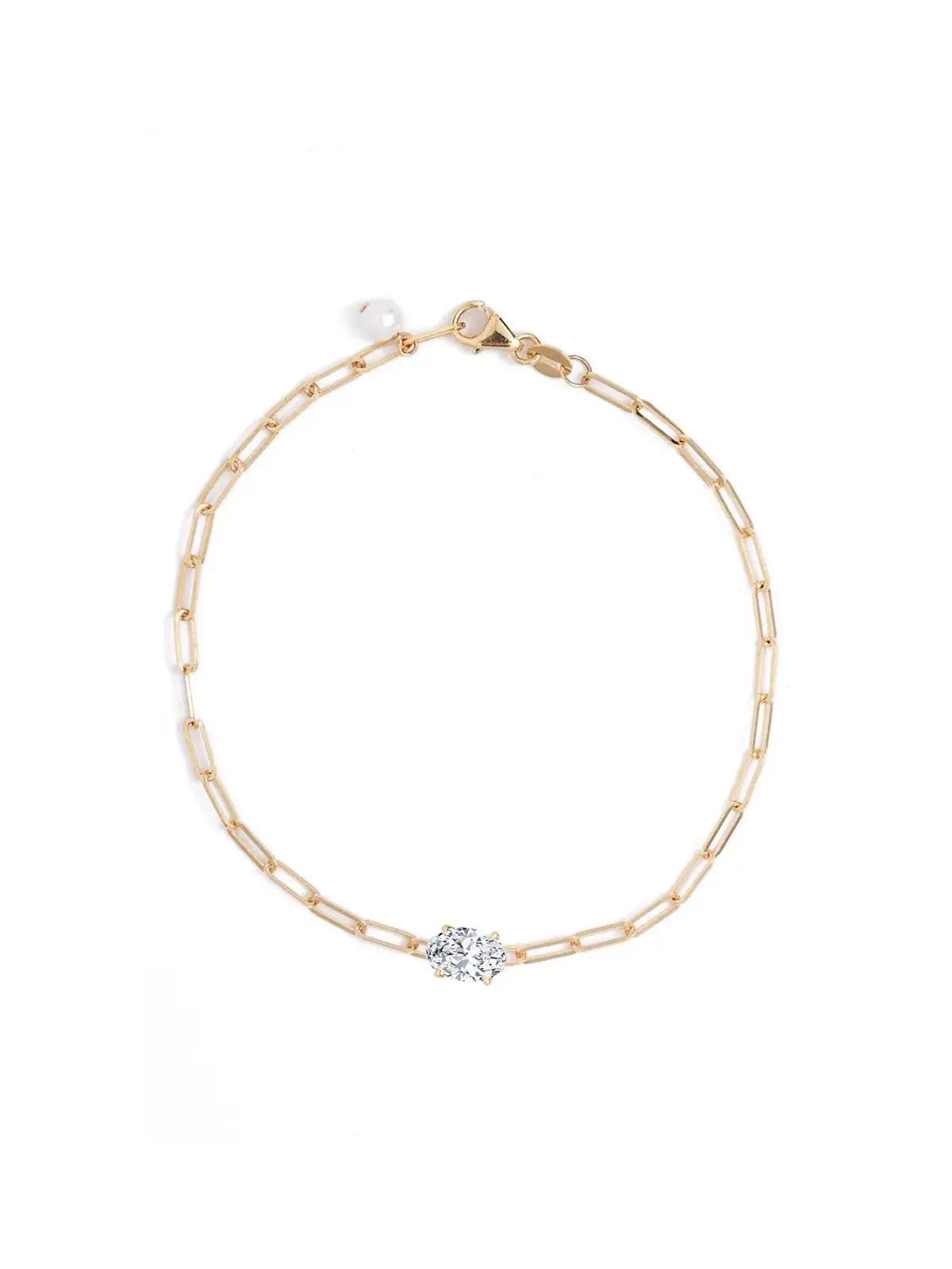 Oval Lab Diamond Paperclip Bracelet sold by POPPY FINCH