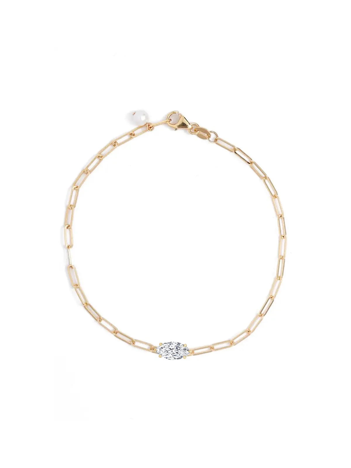 Marquise Lab Diamond Paperclip Bracelet sold by POPPY FINCH