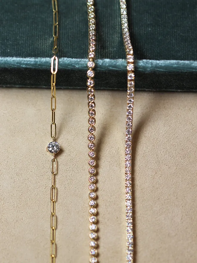 Round Lab Diamond Paperclip Bracelet sold by POPPY FINCH product image thumbnail 3