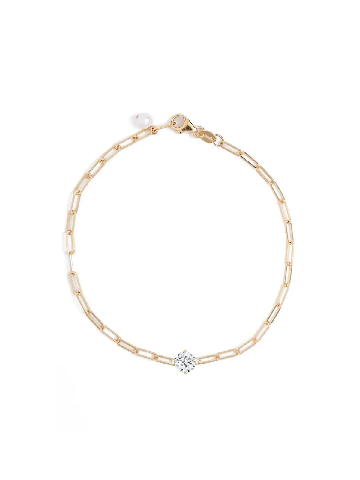 Round Lab Diamond Paperclip Bracelet sold by POPPY FINCH