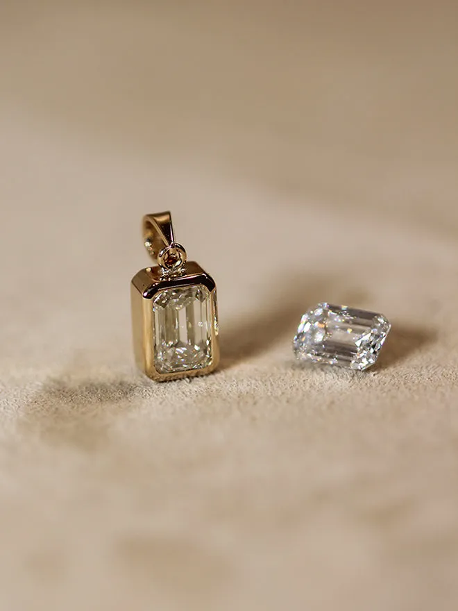 Emerald Cut Lab Diamond Pendant sold by POPPY FINCH product image thumbnail 4
