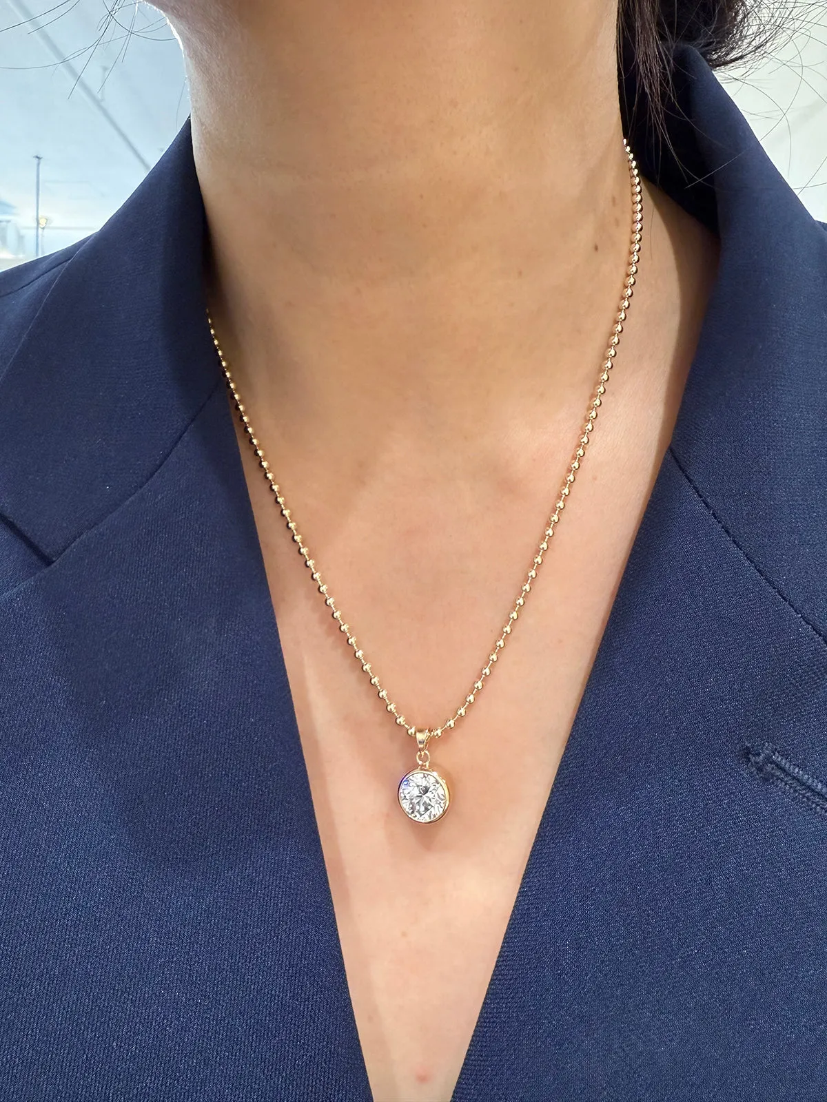 Round Lab Diamond Ball Chain Necklace sold by POPPY FINCH product image thumbnail 2