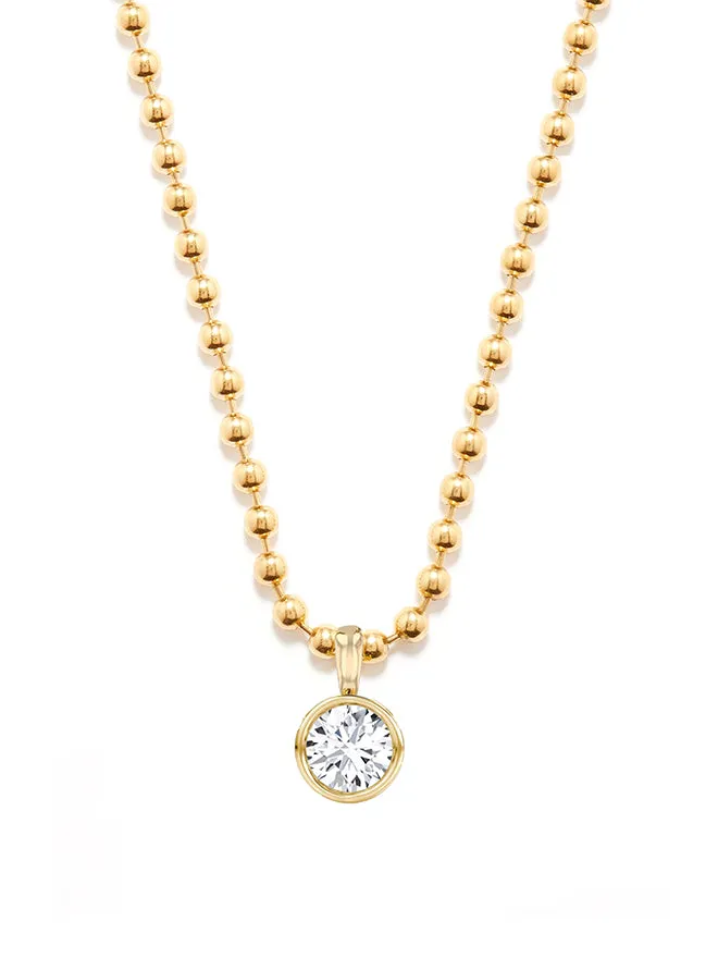 Round Lab Diamond Ball Chain Necklace sold by POPPY FINCH product image thumbnail 5