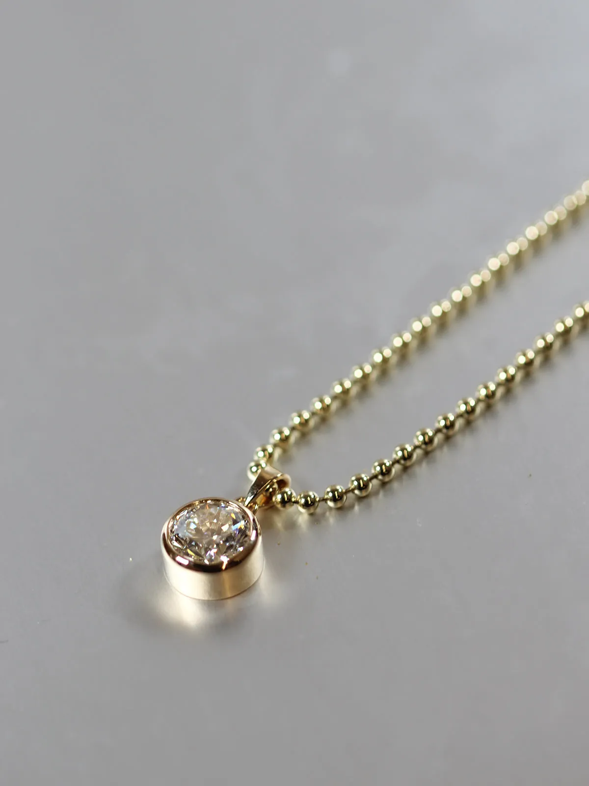 Round Lab Diamond Ball Chain Necklace sold by POPPY FINCH product image thumbnail 3