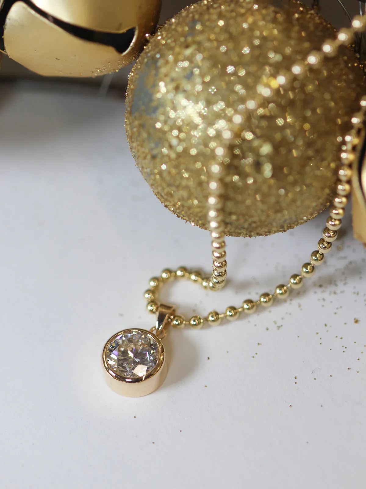 Round Lab Diamond Ball Chain Necklace sold by POPPY FINCH product image thumbnail 4