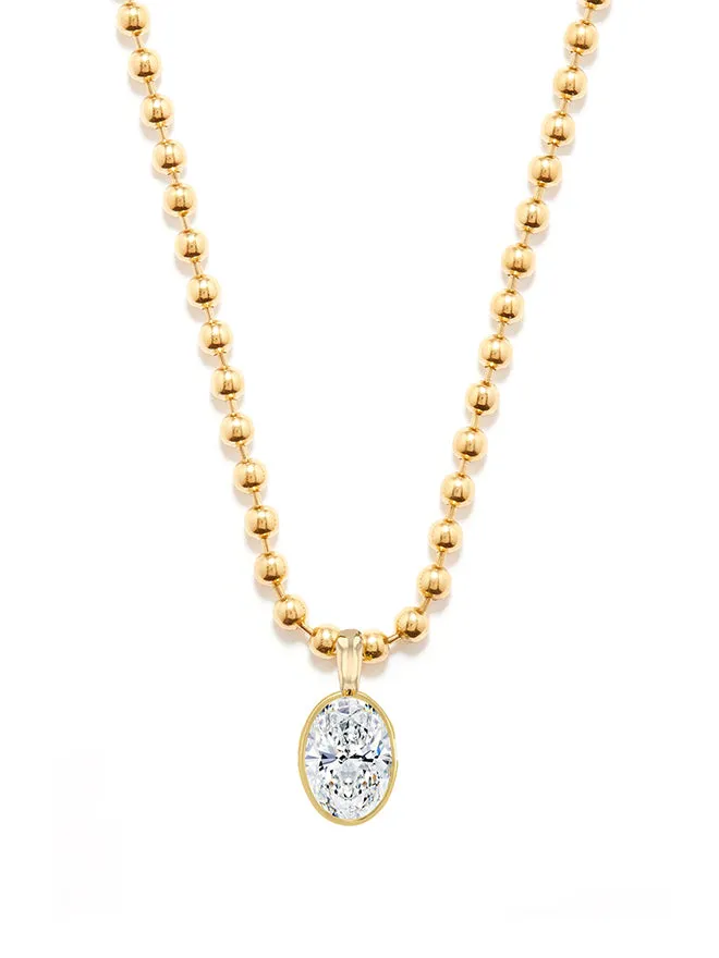 Oval Lab Diamond Ball Chain Necklace sold by POPPY FINCH product image thumbnail 5