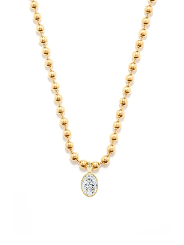 Oval Lab Diamond Ball Chain Necklace sold by POPPY FINCH