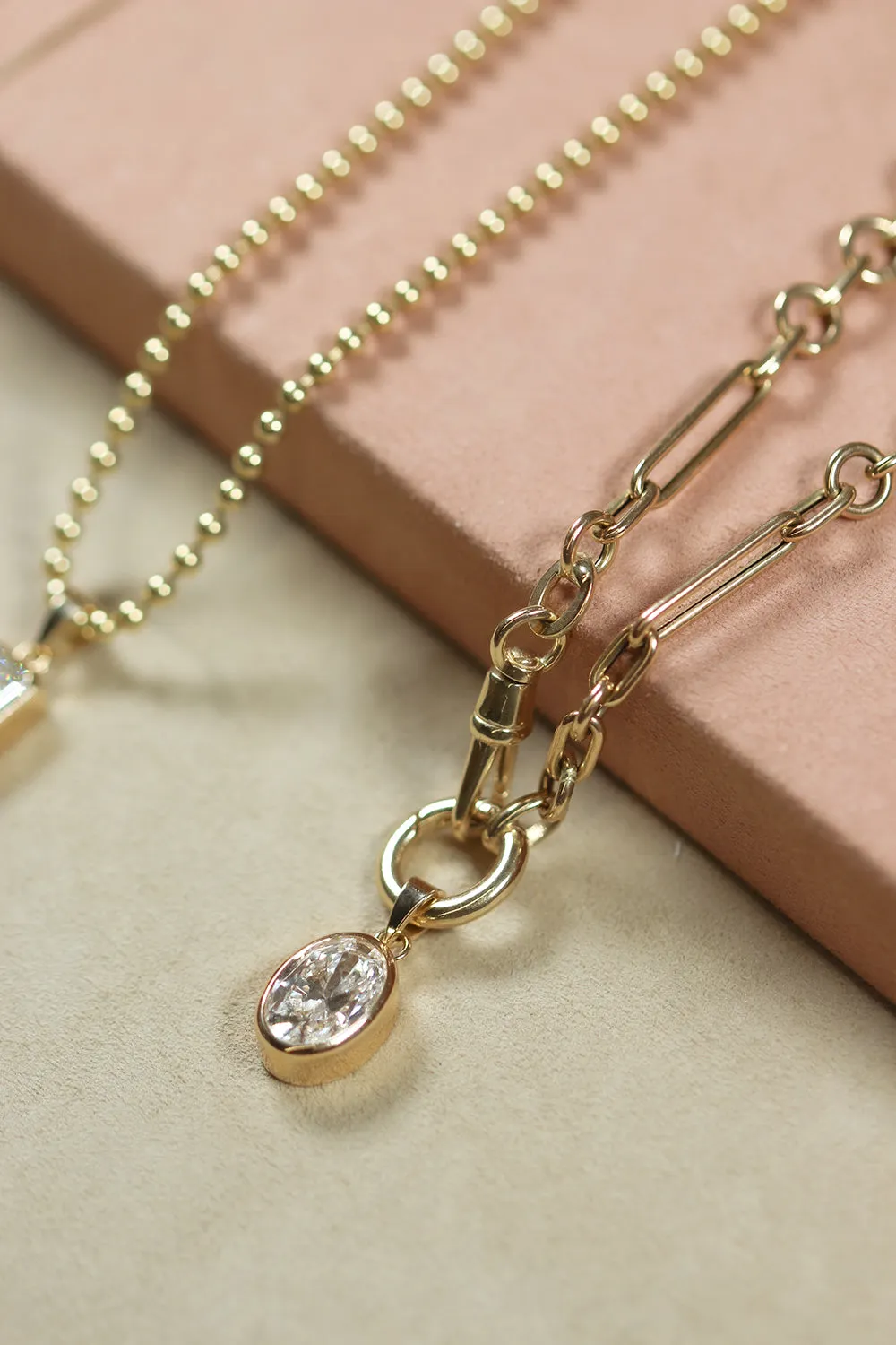 Oval Lab Diamond Ball Chain Necklace sold by POPPY FINCH product image thumbnail 3