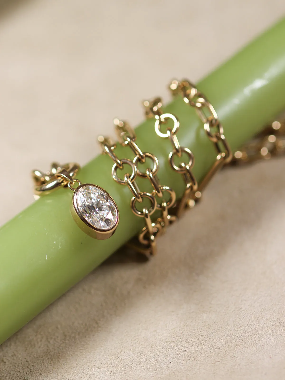 Oval Lab Diamond Ball Chain Necklace sold by POPPY FINCH product image thumbnail 2