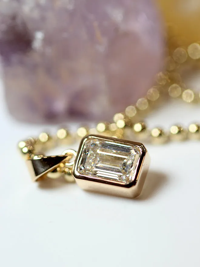Emerald Cut Lab Diamond Ball Chain Necklace sold by POPPY FINCH product image thumbnail 2
