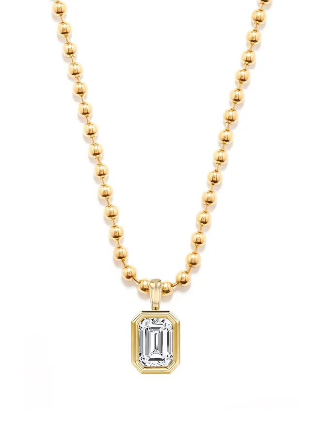 Emerald Cut Lab Diamond Ball Chain Necklace sold by POPPY FINCH