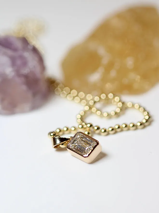 Emerald Cut Lab Diamond Ball Chain Necklace sold by POPPY FINCH product image thumbnail 4