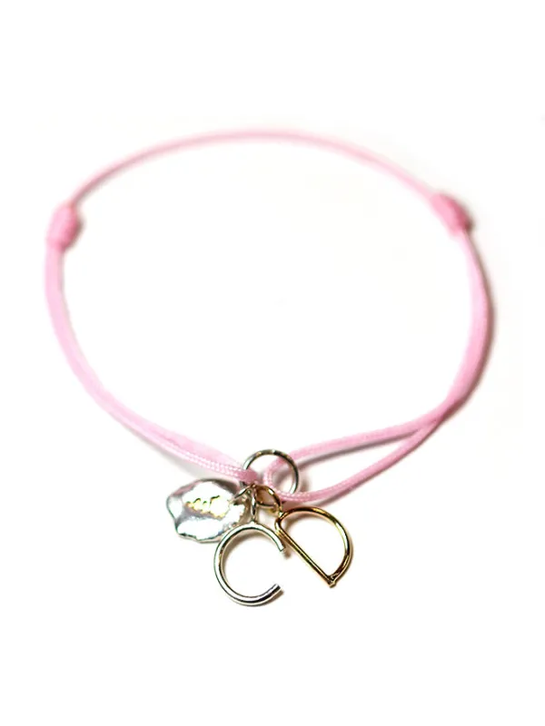 Cord Charm Bracelet Pink sold by POPPY FINCH