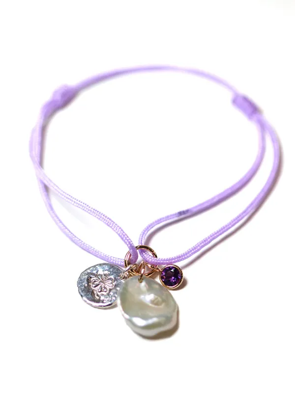 Cord Charm Bracelet Purple sold by POPPY FINCH