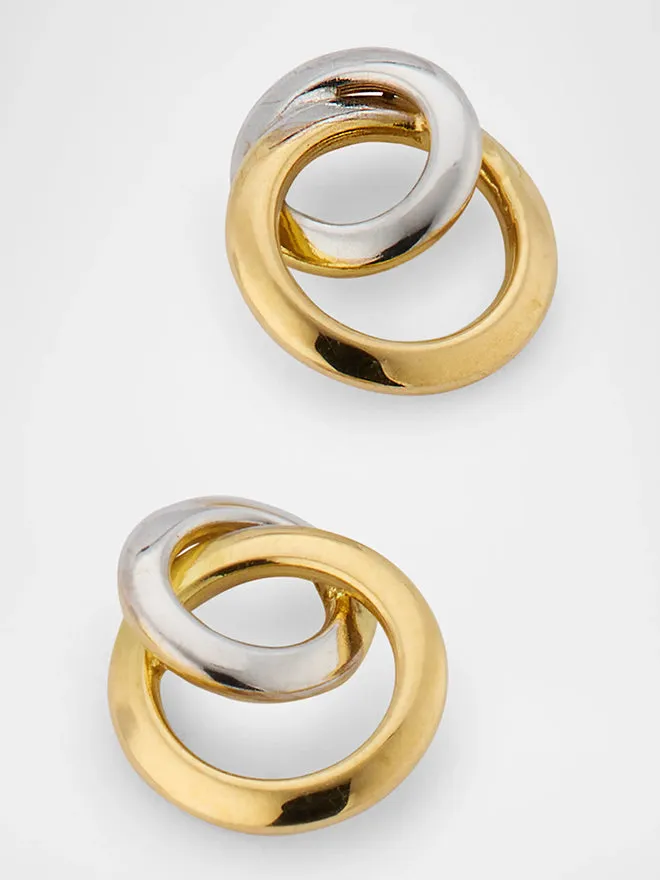 18K Platinum Mixed Metal Circular Earrings sold by POPPY FINCH product image thumbnail 3