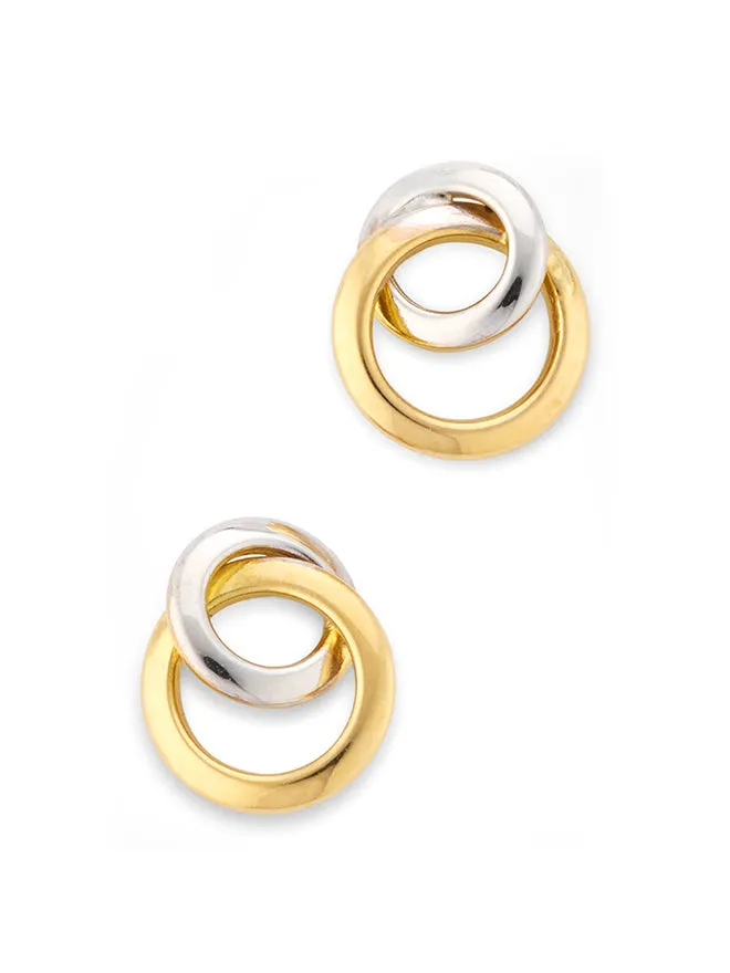 18K Platinum Mixed Metal Circular Earrings sold by POPPY FINCH