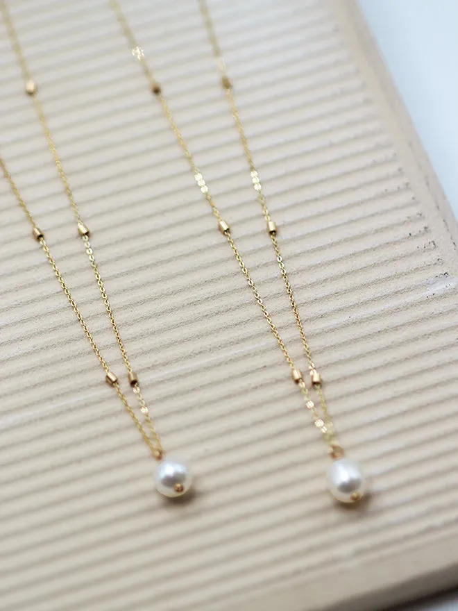 Petite Pearl Bead Necklace sold by POPPY FINCH product image thumbnail 3