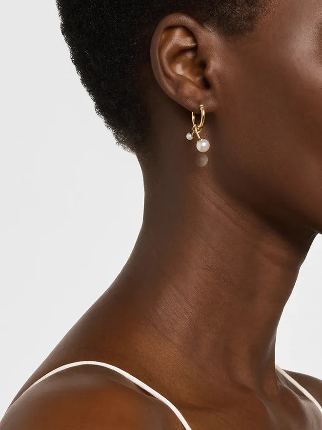 Hoop Earrings With Swirl Pearl Dangles sold by POPPY FINCH product image thumbnail 2