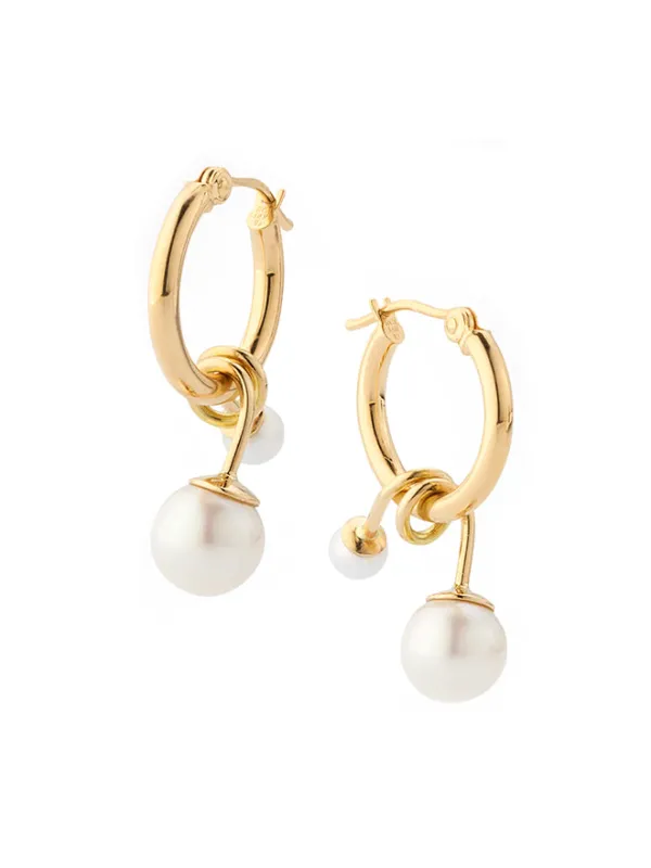 Hoop Earrings With Swirl Pearl Dangles sold by POPPY FINCH