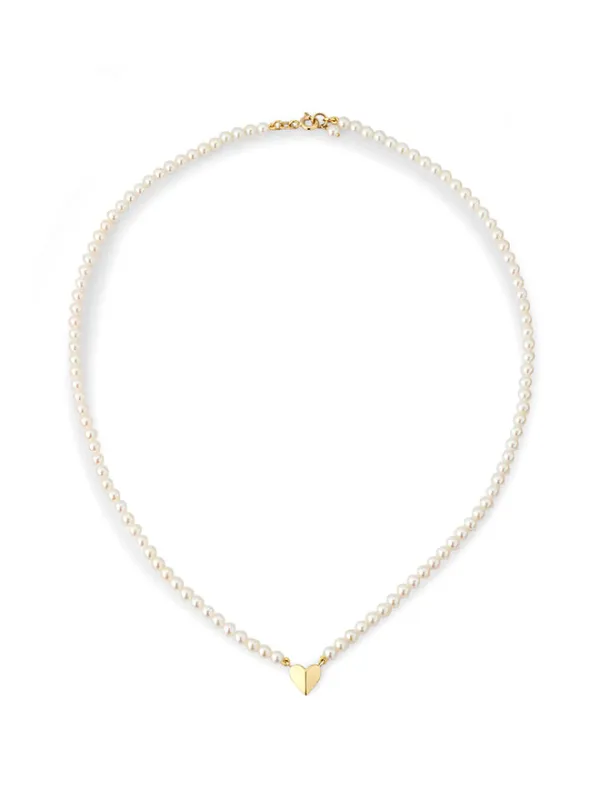 Folding Heart Pearl Strand Necklace sold by POPPY FINCH