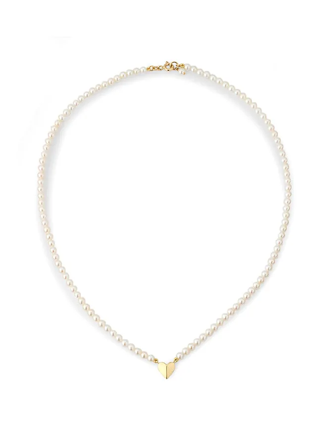 Folding Heart Pearl Strand Necklace sold by POPPY FINCH