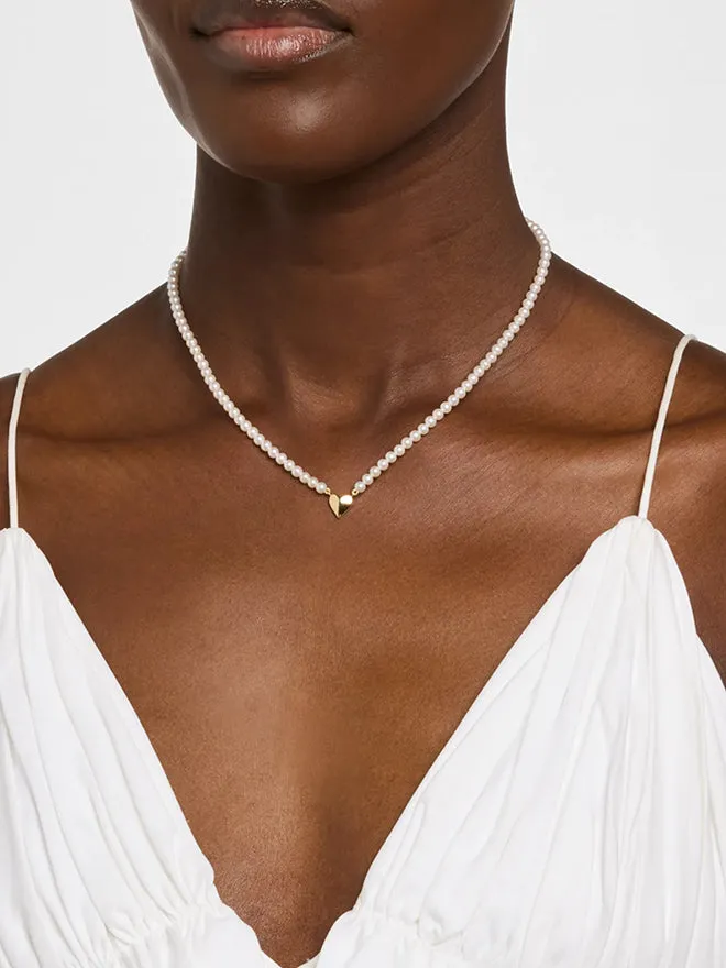 Folding Heart Pearl Strand Necklace sold by POPPY FINCH product image thumbnail 2